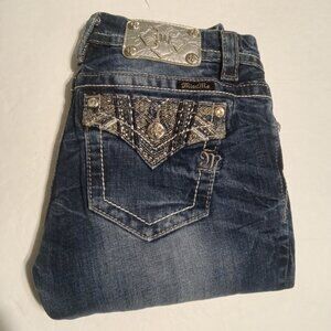 Miss Me Women's Mid Rise Easy Boot Embroidered Western Jeans JE8257E2R Size 27